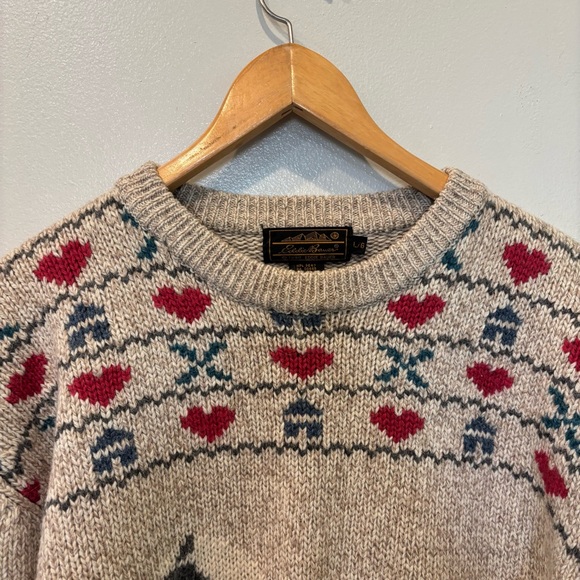 Vintage Eddie Bauer Marled Wool Blend Rocking Horse Sweater Women’s Size Large - Picture 3 of 11